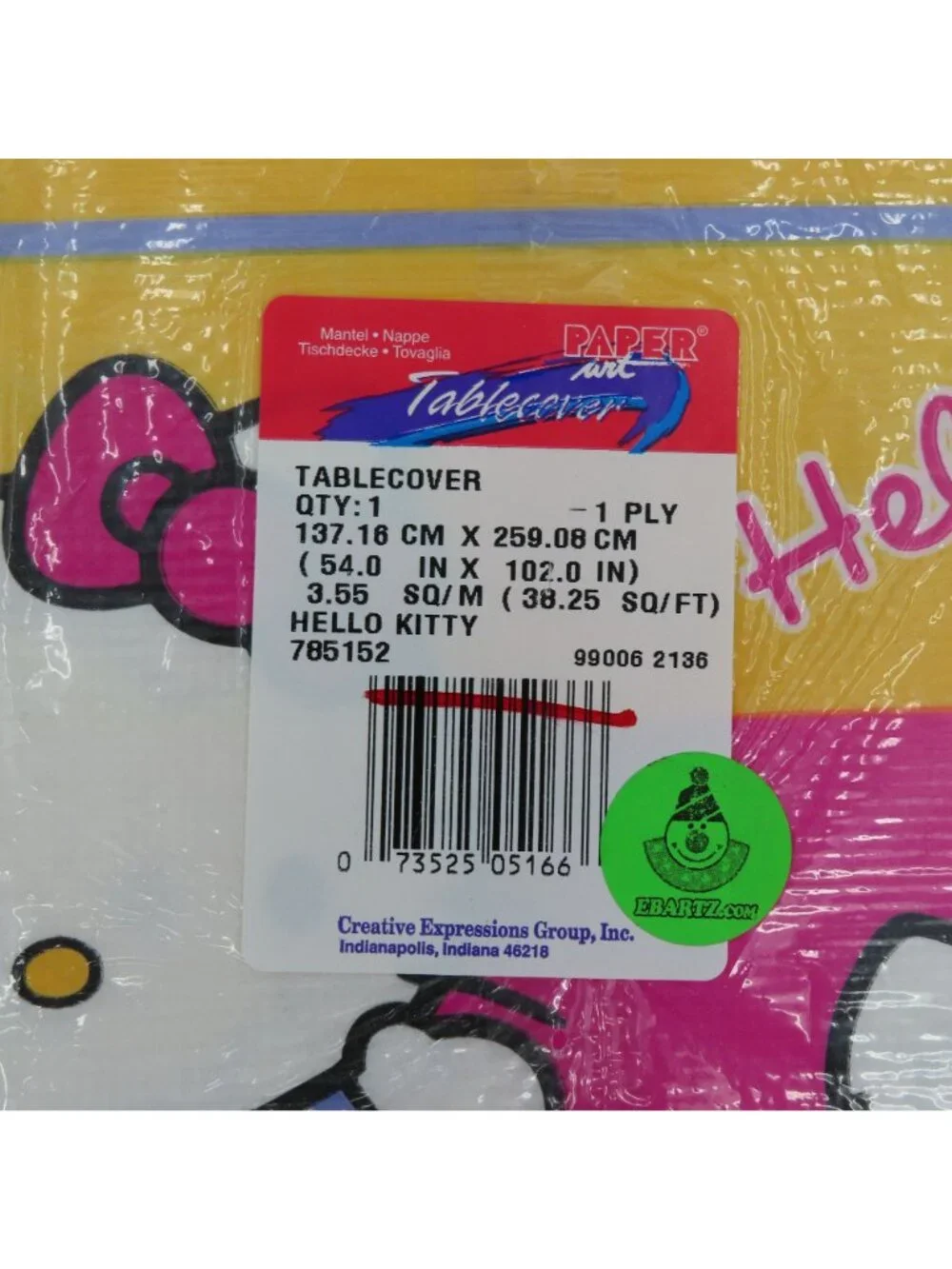 Sanrio Hello Kitty 1999 Party Table Cover 54in x 102in Creative Expressions NEW